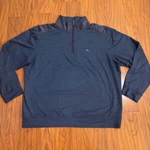 Tommy Bahama Dark Blue IslandZone Performance Pullover Zip Up Mens Large